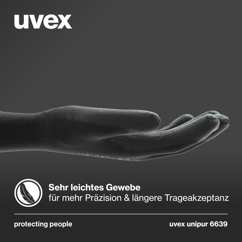 10 Pairs of Uvex Unipur 6639 Protective Work Gloves with