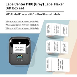 LabelCenter M110 Label Printer,Label Maker Machine Label Printer Machine Bluetooth Thermal Label Printer for Small Business,Barcode,Logo,Clothing Jewellery Tag,Retail,Home,With 3 Roll of Labels