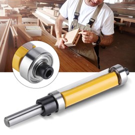 1/4inch Shank Router Bit, 1-1/2inch Blade Flush Trim Pattern, Top and Bottom Bearing, For Woodworking