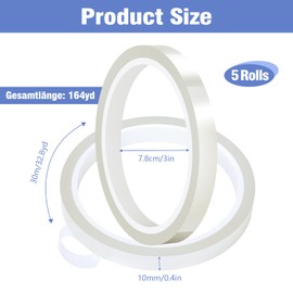 Fyguard 5 Rolls Heat Tape Sublimation, 10mm x 30m Heat Resistant Tape Thermal Heatproof Tape for Electronics Printing Circuit Board