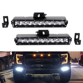 iJDMTOY LED Light Bar Fog Lamp Kit Compatible With 2017-up Ford Raptor, Includes (2) 50W High Power CREE LED Light Bars, Lower Bumper Opening Mounting Brackets & On/Off Switch Wiring