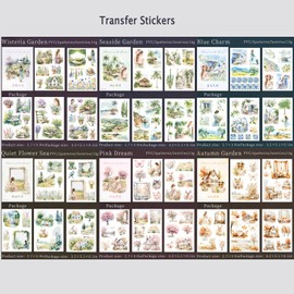 Ta Merry Rub On Stickers 30 Sheets Rub Ons Scrapbook Accessories Decorative Bullet Journal Accessories for DIY Scrapbook, Diary, Bullet Journals DIY Arts and Crafts (Monet's Garden)