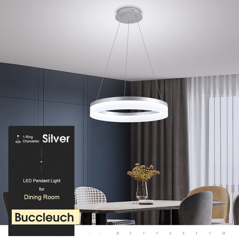 Buccleuch Modern LED Pendant Light, Dimmable Silver LED Chandelier for