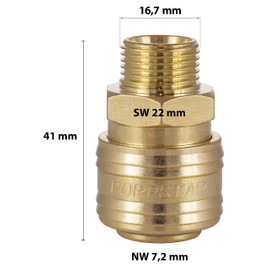 Poppstar Quick Coupling Compressed Air NW 7.2 with 3/8 Inch Male Thread for Compressed Air Connection