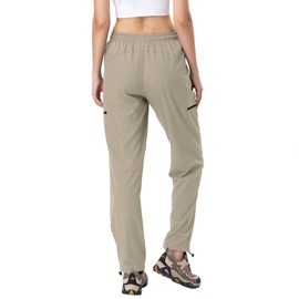 28"/30"/32"/34" Inseam Womens Hiking Pants Tall Quick Dry SPF Cargo Pants Lightweight UPF 50+ Dry Fit 4 Zipper Pockets Khaki