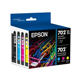 EPSON 702 DURABrite Ultra Ink High Capacity Black & Standard Color Cartridge Combo Pack (T702XL-BCS) Works with WorkForce Pro WF-3720, WF-3730, WF-3733