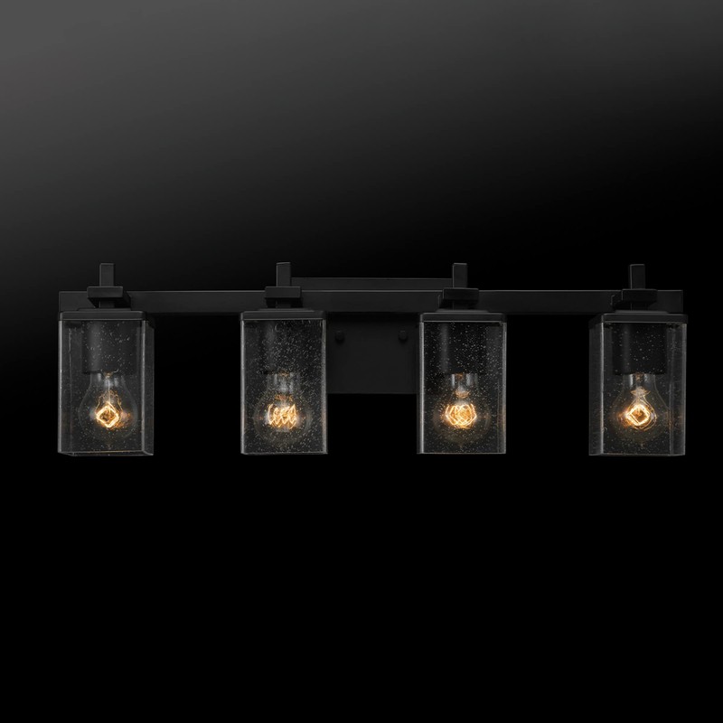 Globe Electric 52089 Dakota 4-Light Vanity Light, Matte Black, Seeded