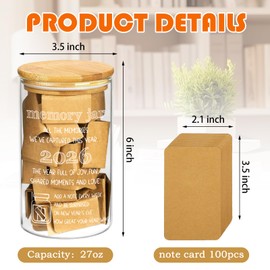 2026 Share Love & Memories Glass Jar with 100 Pcs Share A Memory Cards for Celebration of Life Decorations - Elegant Keepsake for Funerals, Weddings, Birthdays & Graduations, New year
