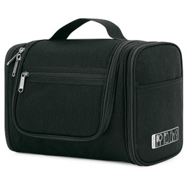 Large Hanging Toiletry Bag for Men and Women, Portable Waterproof Bathroom Shower Bag, Lightweight Kit Shaving Bag (Black)