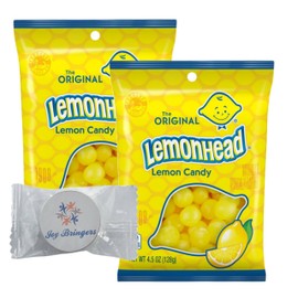 The Original Lemonhead Lemon Candies, (2 pack) - Classic and Delicious Sour Lemon Flavored Hard Candies, Perfect for Every Occasion - Bundled With Joy Bringers Mint Candy