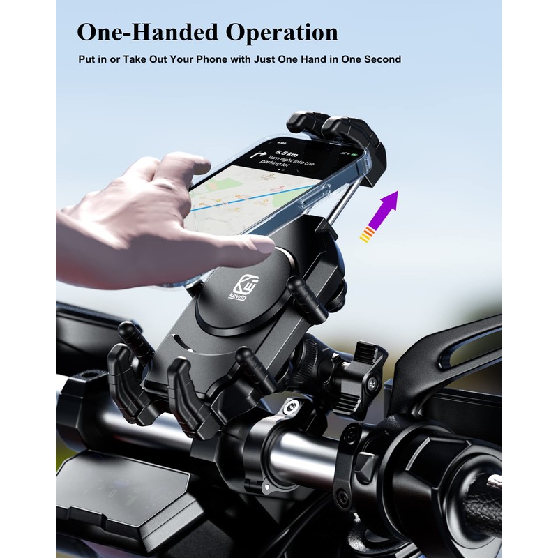 BRCOVAN Anti-Theft Motorcycle Phone Mount Holder with Vibration Dampener &