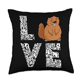 Marmot Groundhog Ground Hog Woodchuck Rodent Marmot Love Rodent Animal Ground Hog Woodchuck Throw Pillow, 18x18, Multicolor