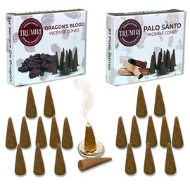 Incense Cones - Combo Pack of 20 Cone Incense - 10 Dragons Blood + 10 Palo Santo - Insence Cones - Incense Cones Scented - Cone Incense Scents - Insense Cones - Incent Cone