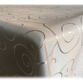 Jemidi Tablecloth. Satin Ornaments. Elegant Tablecloth. 31 Sizes and 7 Colours., Light grey, 135x200