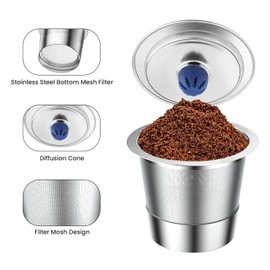 Stainless Steel Reusable K Cups for Keuring 2.0& 1.0, Reusable Coffee Pods for Keuring Coffee Maker,2 Pack K Cups with 1 Pack Scoop, Permanent Filters （2Pack)