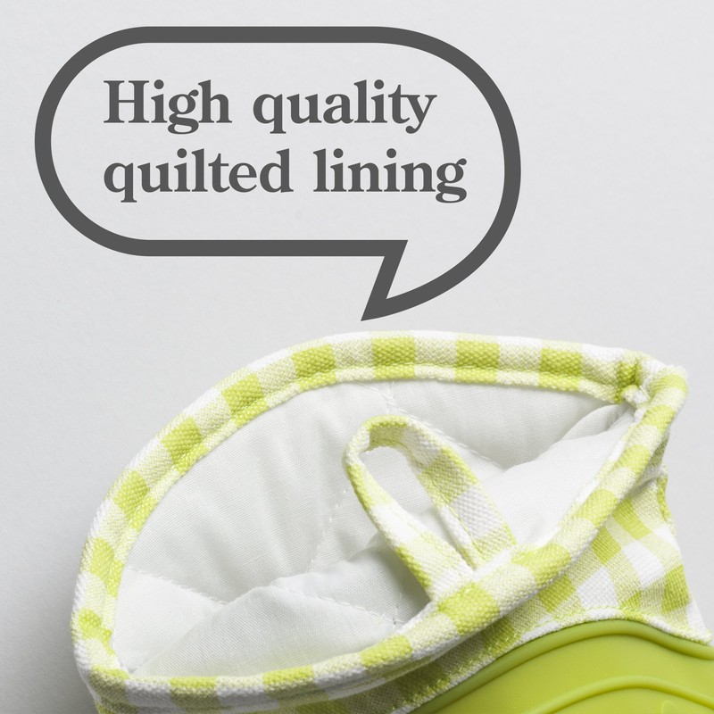 Zeal Gingham Mini Mitt Pot Holder, Cotton, Lime Green, 17.5