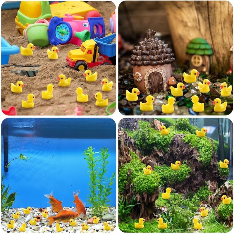 JOISHOP 200pcs Mini Ducks, Resin Tiny Ducks Little Plastic Ducks