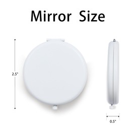 Compact Mirror for Purse, Metal Round Shell, Double-Sided 1X/2X Magnifying, Portable Travel Makeup Mirror, Mini Pocket Mirror, White,1 Pack