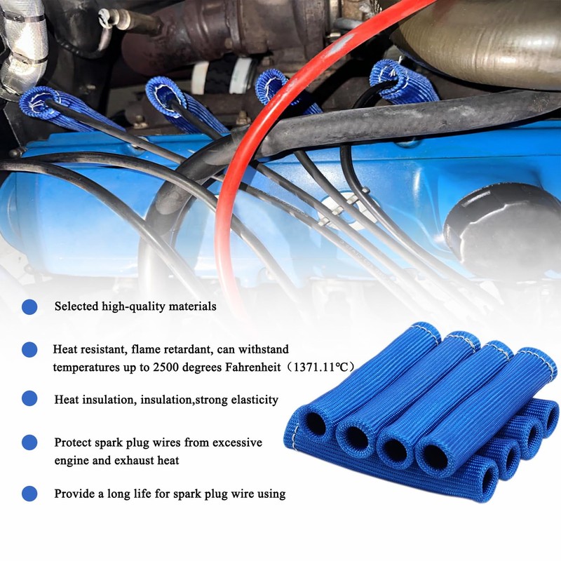 8Pcs 2500° Degree Spark Plug Wire Boots Heat Shield Protector