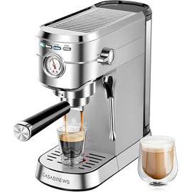 CASABREWS CM5418 Espresso Machine 20 Bar, Compact Espresso Maker with Steam Milk Frother, Stainless Steel Coffee Machine with 34oz Removable Water Tank for Cappuccino, Latte, Silver