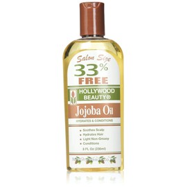 Hollywood Beauty Jojoba Hair Oil, 8oz Bottle, Light Non Greasy, Hydrates & Conditions Hair, Soothes scalp, Anti-Frizz fighter, Can be Used as a Hot Oil Treatment