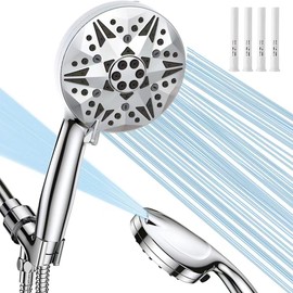 MEIYIDA Shower Head with Handheld High Pressure-Full 10-Mode Filtered Design for Hard Water, Chlorine & Harmful Substance Removal - Includes Hose, Support, and Filter Cartridge (03)