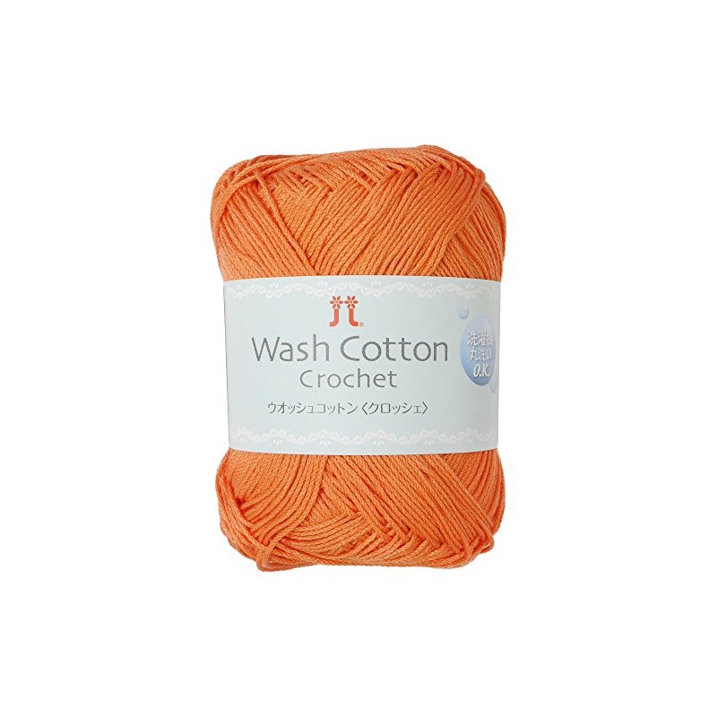 Hamanaka 3842 Washed Cotton Crochet Yarn, Fine Line, Col.140, Orange