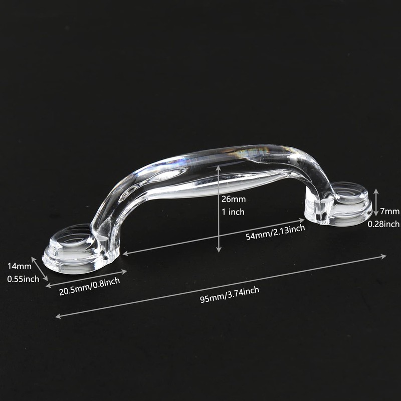 LUORNG Adhesive Drawer Knob 2PCS Transparent Acrylic Pull Handles, Dresser