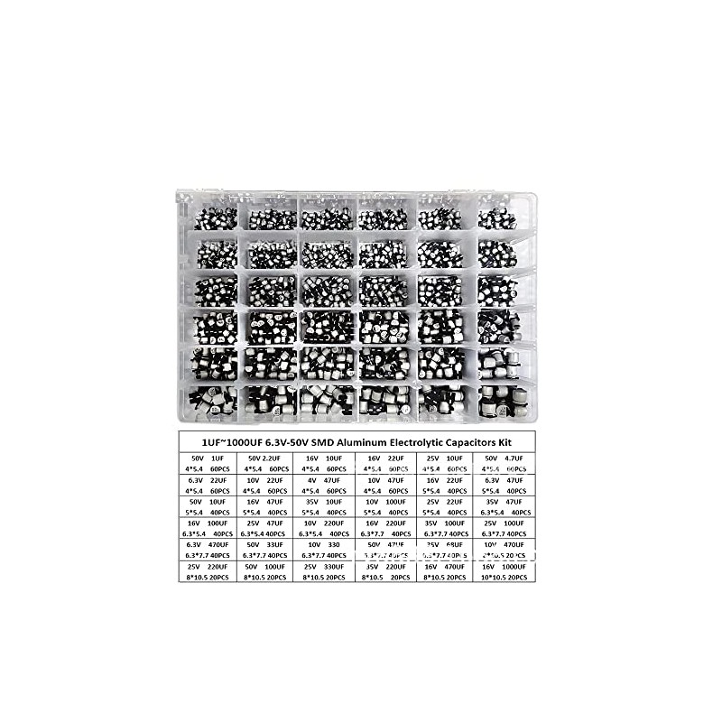 1500Pcs Lot 1UF-1000UF 6.3V-50V 36 Value SMD Aluminum Electrolytic Capacitors