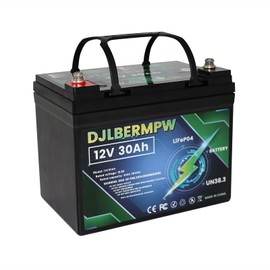 DJLBERMPW 12V 30Ah Lithium Battery 12V LiFePO4 Batteries 384W Load Power 4000+ Deep Cycle Lithium iron Phosphate Battery Built-in 30A BMS Power Wheels Batteries for RV,Fish Finder,Emergency Light