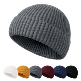 NEOLA Beanie Hat Men - Fisherman Beanie Trawler Beanie Knitted Cuffed Winter Hat Skullcap Gifts for Men UK Grey