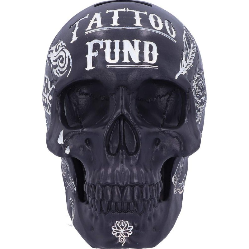 Nemesis Now Black and White Traditional Tribal Tattoo Fund Skull