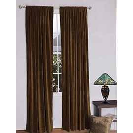 Fascination Royal 100% Thick Cotton Velvet Lined Curtain Rod Pocket (90''W X 54''H, Chocolate)
