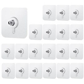 Mabor Wall Hooks for Hanging, 20 Pack Screw Wall Hangers Without Nails Drill Free Adhesive Hooks Heavy Duty for Wall Mount Bathroom Kitchen Home Office Supplies