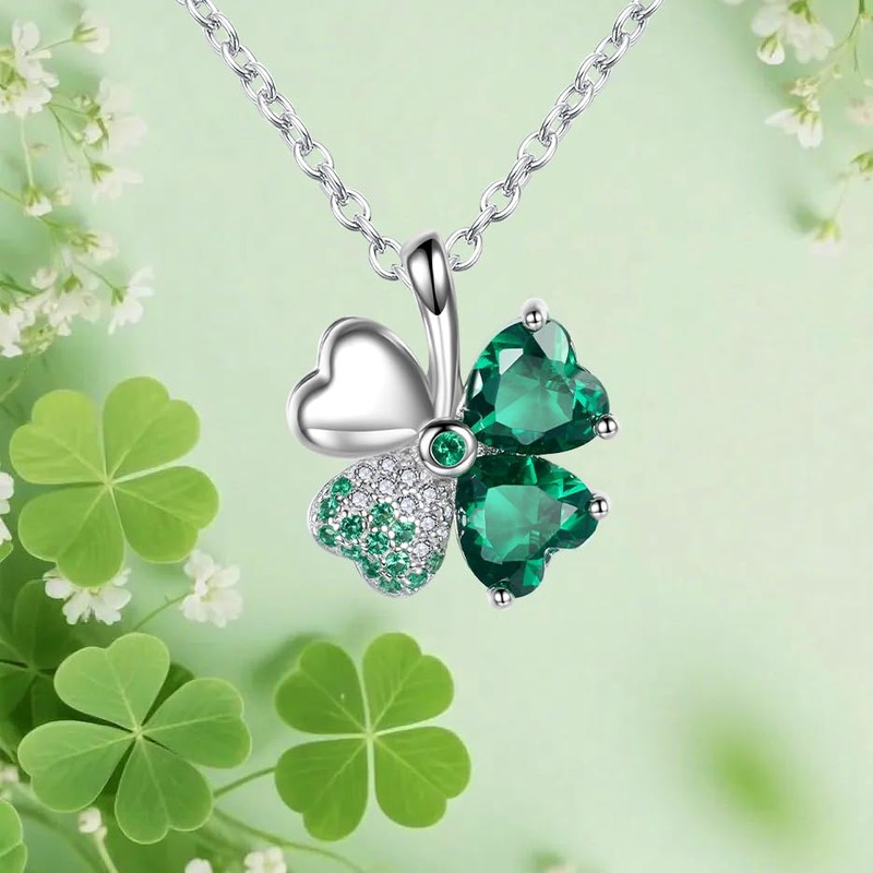 LEXLUNE 4 Leaf Clover Necklace For Women, Sterling S925 Silver
