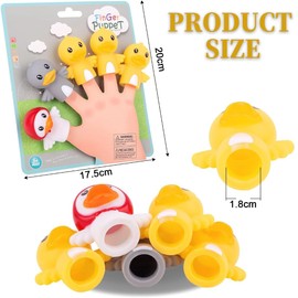 SIRLOMU 5 Pieces Finger Puppets for Kids and Babies, The Ugly Duckling, PVC Hand Puppets without BPA, Bath Toy, Hand Puppet Stories