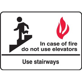 Accuform "in Case of Fire Do Not Use Elevators - Use Stairways" Safety Sign, Accu-Shield™, 7 x 10 Inches (MEXT452XP)