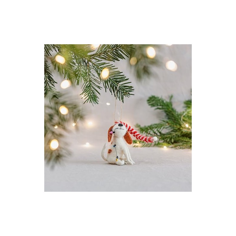Dog With Fairy Lights Felt Decoration