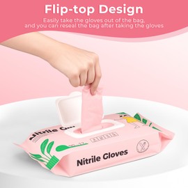 Disposable Nitrile Gloves - Pack of 50, Extended Cuff Cleaning Glove, Powder-Free and Food Certified, for Dishwashing, Cooking, Household (Pink, Large)