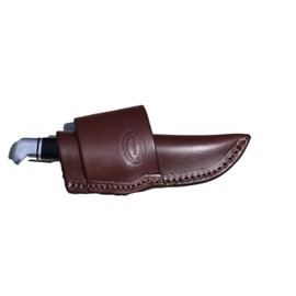 CARL THOMAS LEATHERS Cross draw. Hand Fixed Blade Knife Sheath, Brown Leather, 7 Inches, Made in USA