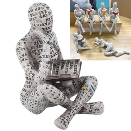 FTVOGUE Reading Woman Figurine Pulp Woman Reading Bookshelf Decor Reading Woman Sculpture Resin Ornament for Livingroom Bookshelf Home Decor Pulp Reading Women Thinker Statue(G)