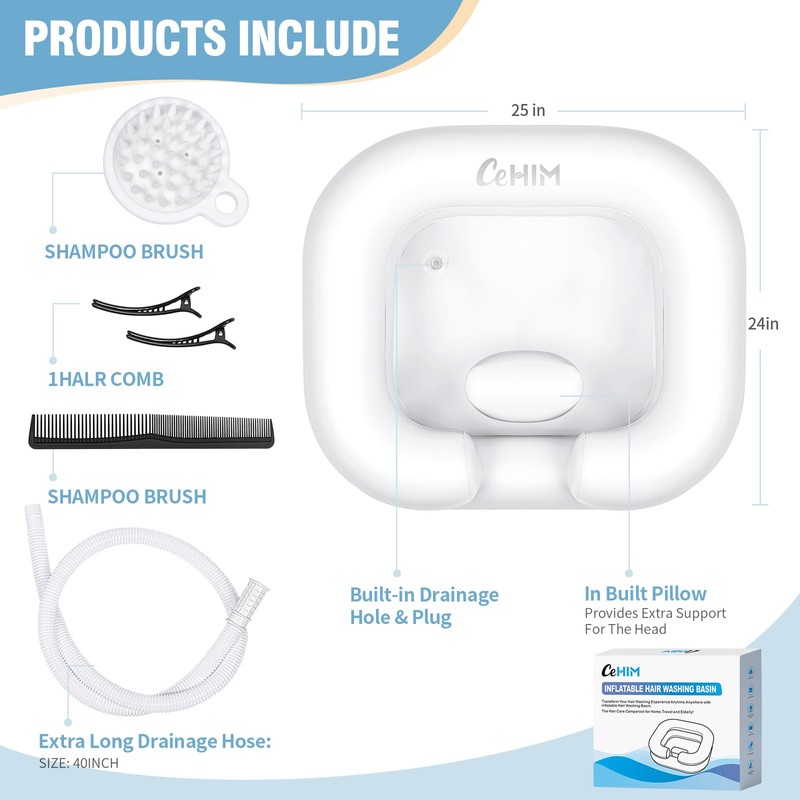 Cehim Inflatable Shampoo Basin - Portable Shampoo Bowl, Hair Washing