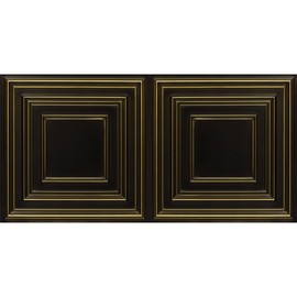 From Plain To Beautiful In Hours 222 Schoolhouse PVC 2' x 4' Lay-in or Glue-up Ceiling Tile (Covers / 80 sq.ft), Antique Brass, 10 Piece