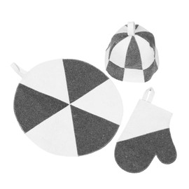 Ipetboom Heat Resistant Comfort Sauna Hat with Gloves and Mat Thickened Breathable Felt Sauna Cap for Women Insulated Hair Protection for Home and Professional Steam Rooms