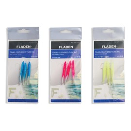 FLADEN Fishing - Single Packs of Sparkle Teaser Tinsel Feathered Tube Rig Ready to Use Tied Boat Wreck Sea and Shore - 60lbs Mainline - 3 Hook - Size 3/0 - (Pink) [17-6102-3-3/0]
