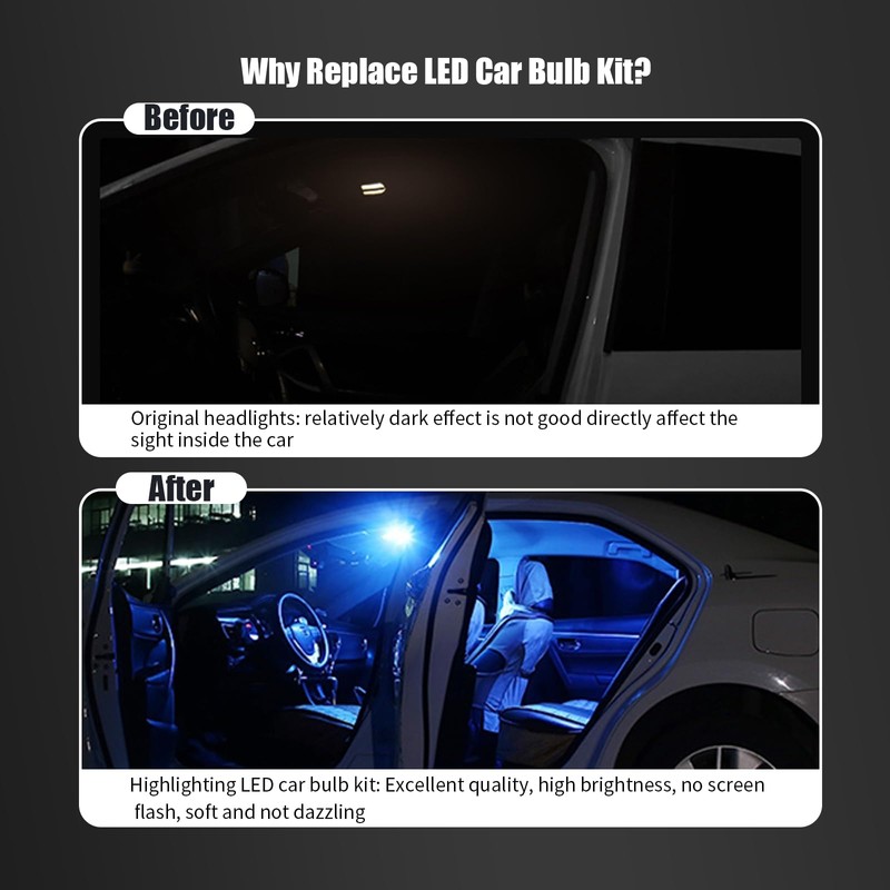 GKmow Pack-24 Car LED Bulb Kit Set, T10 31 mm