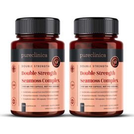 Pureclinica Pureclinica Double Strength Seamoss Complex - 1155mg x 240 Capsules (2 Bottles of 120) - 8 Months Supply C with 500mg Seamoss, 500mg Bladderwrack & 150mg Burdock Root