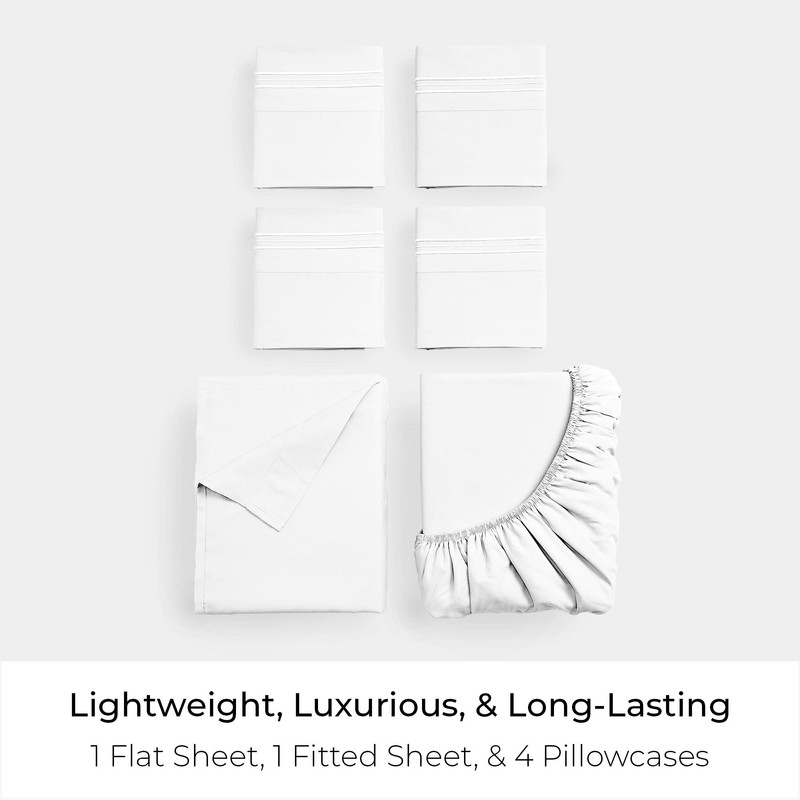 Mellanni Queen Sheet Set - 6-Piece Iconic Collection Bedding, (Including