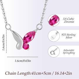 Tusuzik Schmetterling Halskette Damen Mit Lila Zirkonia Anhänger Kette Silber 925 Damen,Schmuck Geburtstags Geschenke FüR Frauen Freundin Mutter