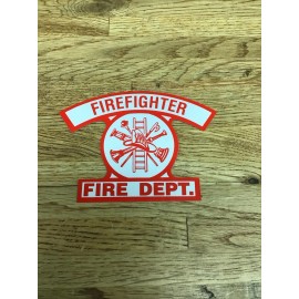 Firefighter Fire Dept. Silver / Red Helmet Shield Decal B-7